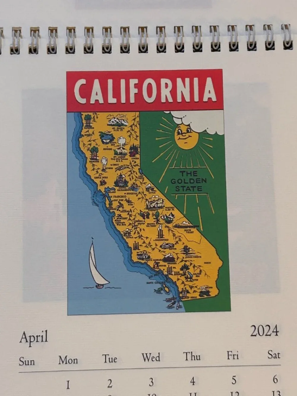 California-Themed Art Desk Calendar 2024